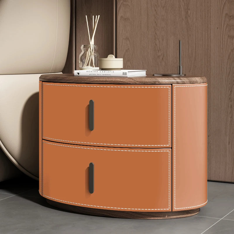 🛏️✨ Modern Italian-Style Nightstand – Minimal, Curved Design Bedside Table with Hidden Storage