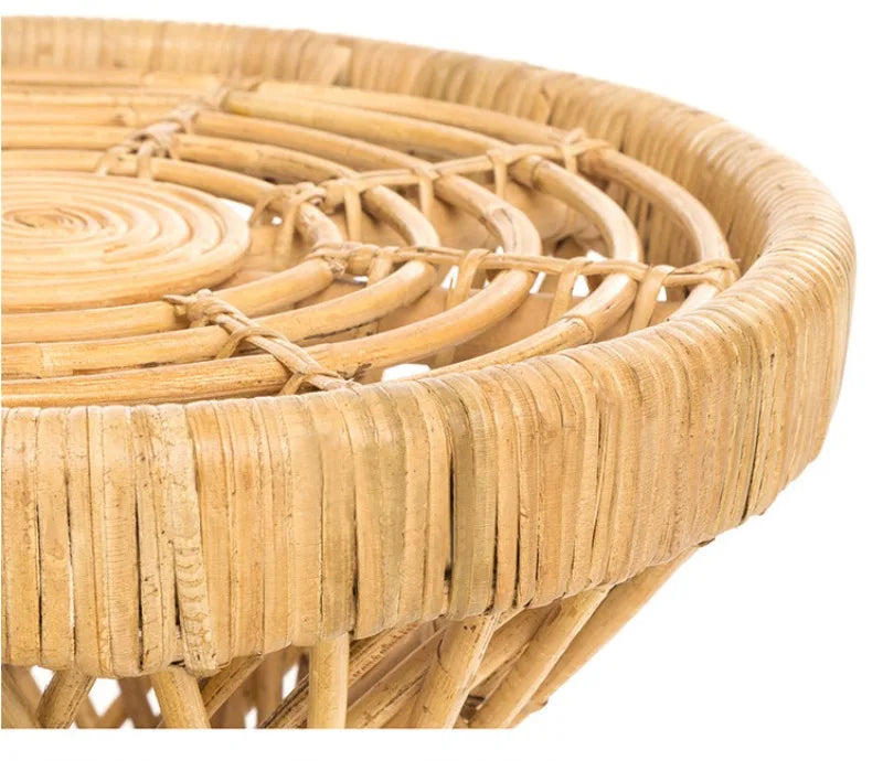 Handwoven Rattan Hourglass Coffee Table – Boho Chic Round Center Table for Living Room & Bedroom ☕🌾