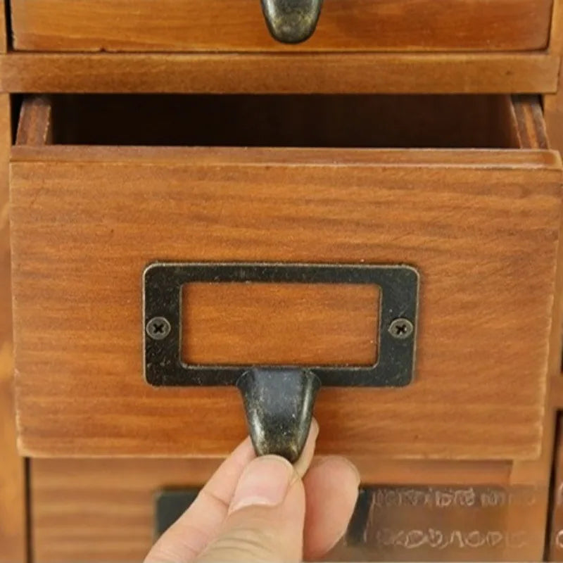 Vintage Wooden Multi-Drawer Storage Cabinet – Japanese Minimalist Organizer Box