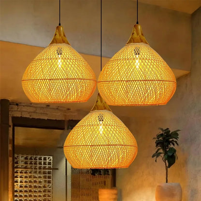 🌾 Bohemian Handwoven Rattan Pendant Lamp – Natural Wicker Ceiling Light for Dining Room, Living Space & Café ✨