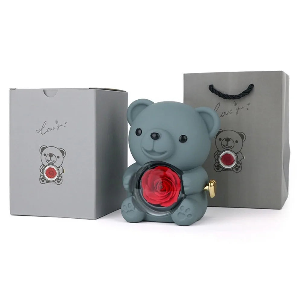 Rotating Bear Rose Jewelry Gift Box – A Hidden Surprise Made for Valentine’s Day (Ring)
