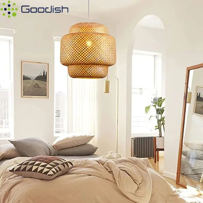 Handwoven Bamboo Pendant Lamp – Natural Rattan Wicker Ceiling Light for Dining, Bedroom & Home Décor 🌿✨