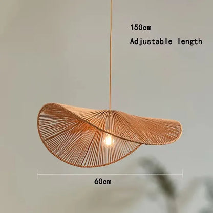 🌸 Wabi Sabi Rattan Flower Pendant Lamp – Minimalist Hemp Rope Ceiling Light for Bedroom, Dining & Café Decor ✨