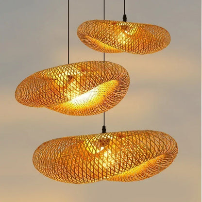🌾 Handwoven Bamboo Pendant Light – 36cm LED Ceiling Lamp for Dining, Bedroom & Living Room | Natural Southeast Asian Style ✨