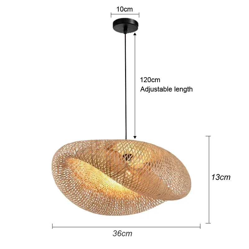 🌾 2025 Handwoven Bamboo Rattan Pendant Lamp – Japanese Style Ceiling Light for Bedroom, Dining & Living Spaces ✨