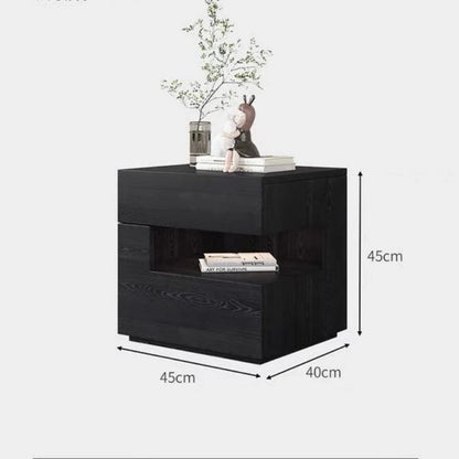 ✨ Modern Minimalist Bedside Table – Compact Drawer Cabinet with Open Shelf Storage (45×40×45cm)