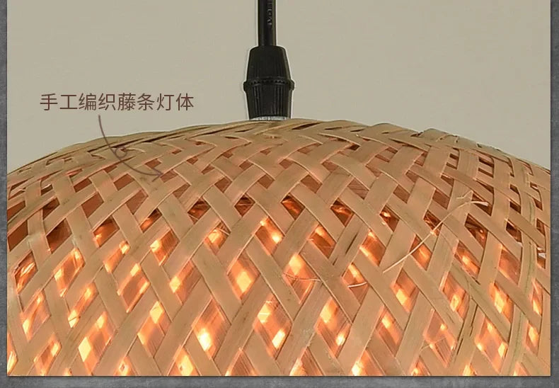 🌾 2025 Handwoven Bamboo Rattan Pendant Lamp – Japanese Style Ceiling Light for Bedroom, Dining & Living Spaces ✨