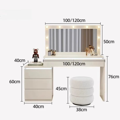 Luxury Hollywood Light Vanity Dressing Table – Modern Makeup Desk With Drawers & Chair