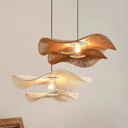 🌸 Wabi Sabi Rattan Flower Pendant Lamp – Minimalist Hemp Rope Ceiling Light for Bedroom, Dining & Café Decor ✨