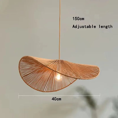 🌸 Wabi Sabi Rattan Flower Pendant Lamp – Minimalist Hemp Rope Ceiling Light for Bedroom, Dining & Café Decor ✨