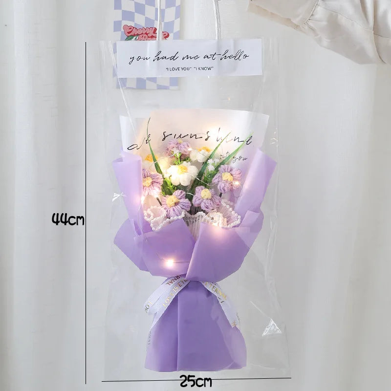 🌸 Handmade LED Crochet Flower Bouquet – A Soft Glow of Love 💡❤️