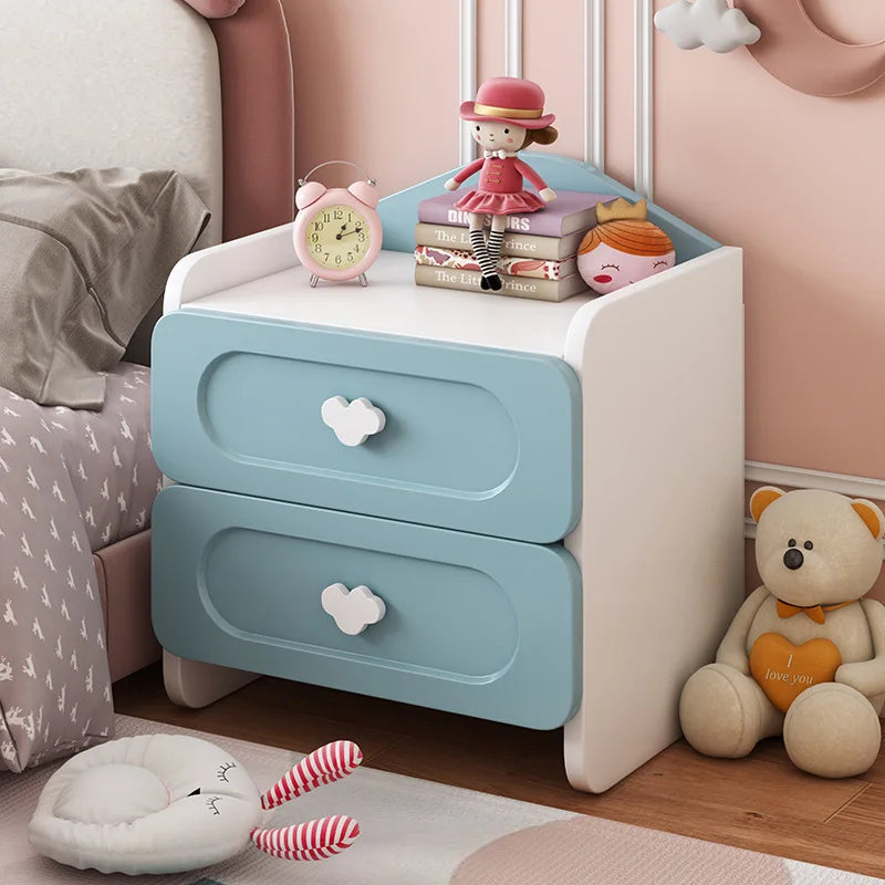 🧸 Cute Kids Bedside Storage Table – Double Drawer Nightstand (Bedroom Organizer)