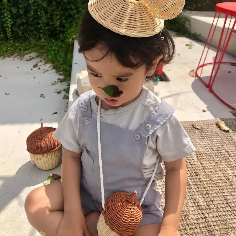 🍄 Handwoven Rattan Mushroom Basket – Adorable Wicker Storage Bag for Kids, Beach & Home Decor 🌿✨