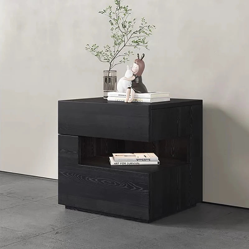 ✨ Modern Minimalist Bedside Table – Compact Drawer Cabinet with Open Shelf Storage (45×40×45cm)