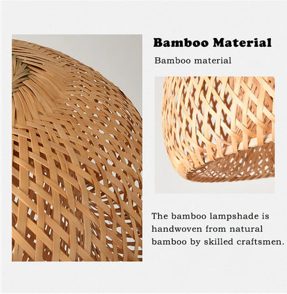 Handwoven Bamboo Pendant Lamp – Natural Rattan Wicker Lantern Light for Bedroom, Dining & Living Spaces 🌾🏮
