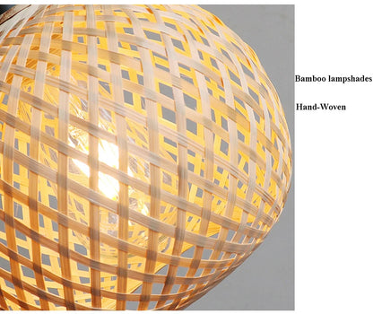 🏮 Handwoven Bamboo Rattan Pendant Lamp – Natural Woven Chandelier Light for Dining & Living Spaces 🌿✨