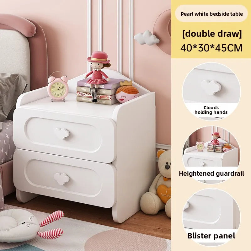 🧸 Cute Kids Bedside Storage Table – Double Drawer Nightstand (Bedroom Organizer)