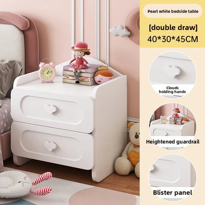 🧸 Cute Kids Bedside Storage Table – Double Drawer Nightstand (Bedroom Organizer)