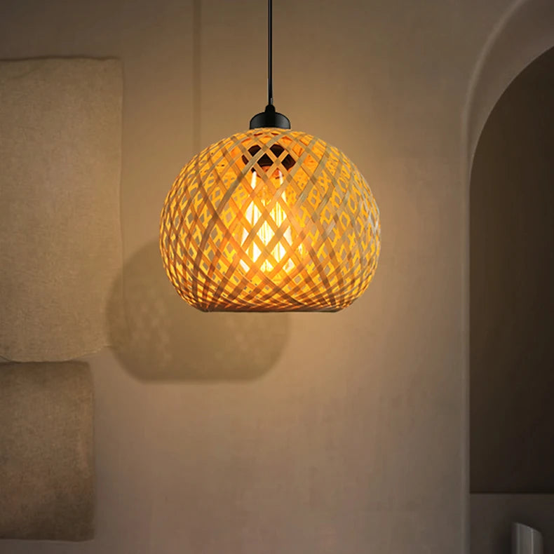 🏮 Handwoven Bamboo Rattan Pendant Lamp – Natural Woven Chandelier Light for Dining & Living Spaces 🌿✨