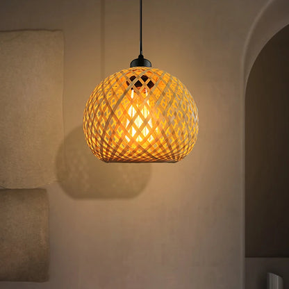 🏮 Handwoven Bamboo Rattan Pendant Lamp – Natural Woven Chandelier Light for Dining & Living Spaces 🌿✨