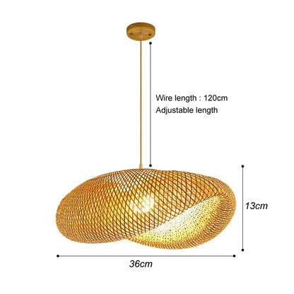 🌾 2025 Handwoven Bamboo Rattan Pendant Lamp – Japanese Style Ceiling Light for Bedroom, Dining & Living Spaces ✨