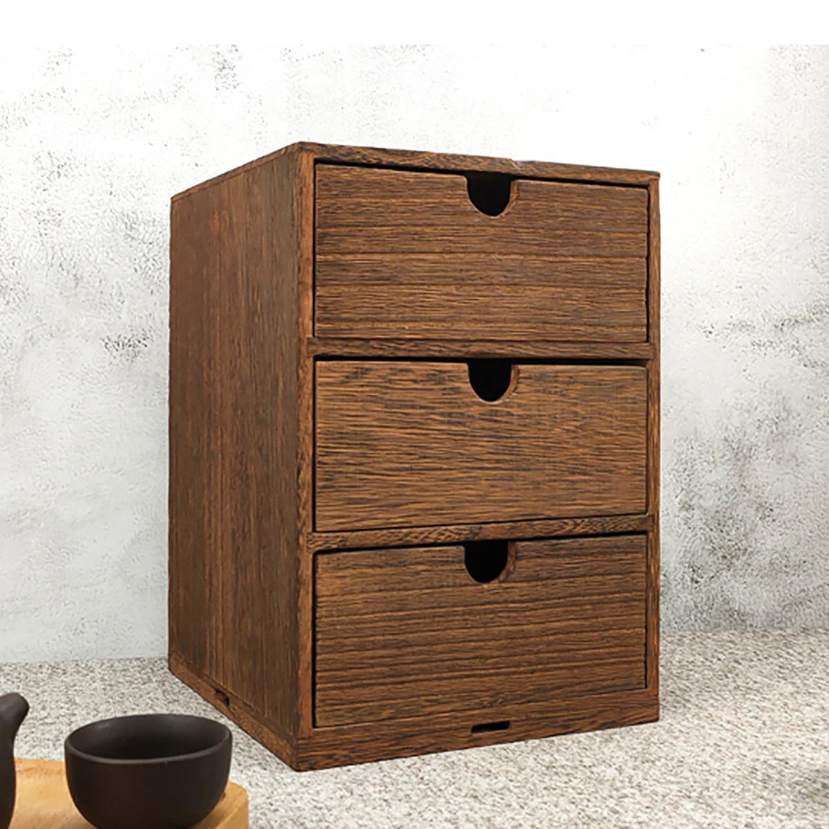 Retro Wooden Drawer Organizer – Small Desktop Multi-Tier Storage Cabinet