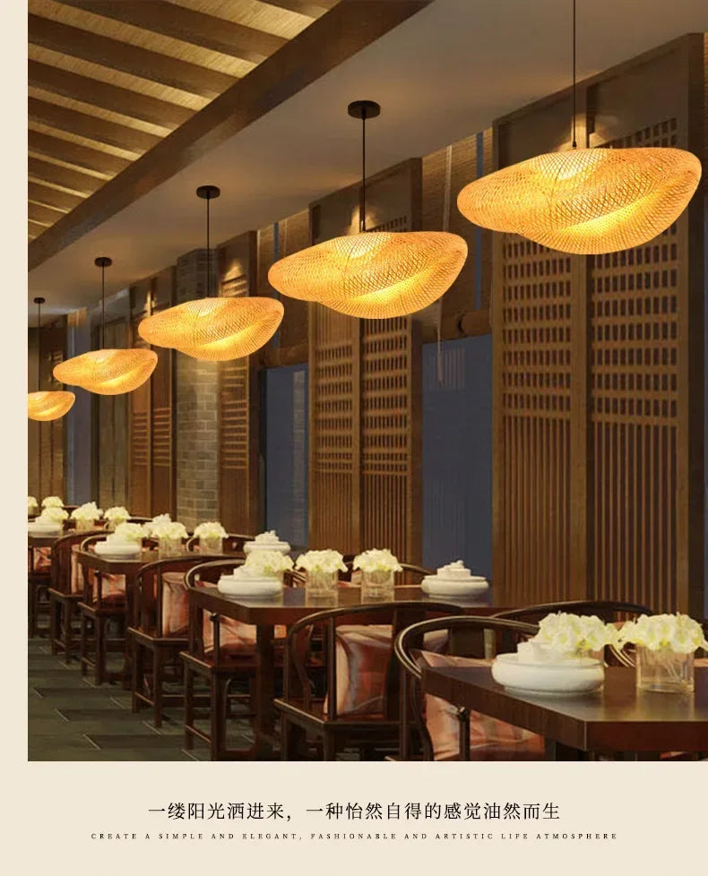 🌾 Handwoven Bamboo Pendant Light – 36cm LED Ceiling Lamp for Dining, Bedroom & Living Room | Natural Southeast Asian Style ✨