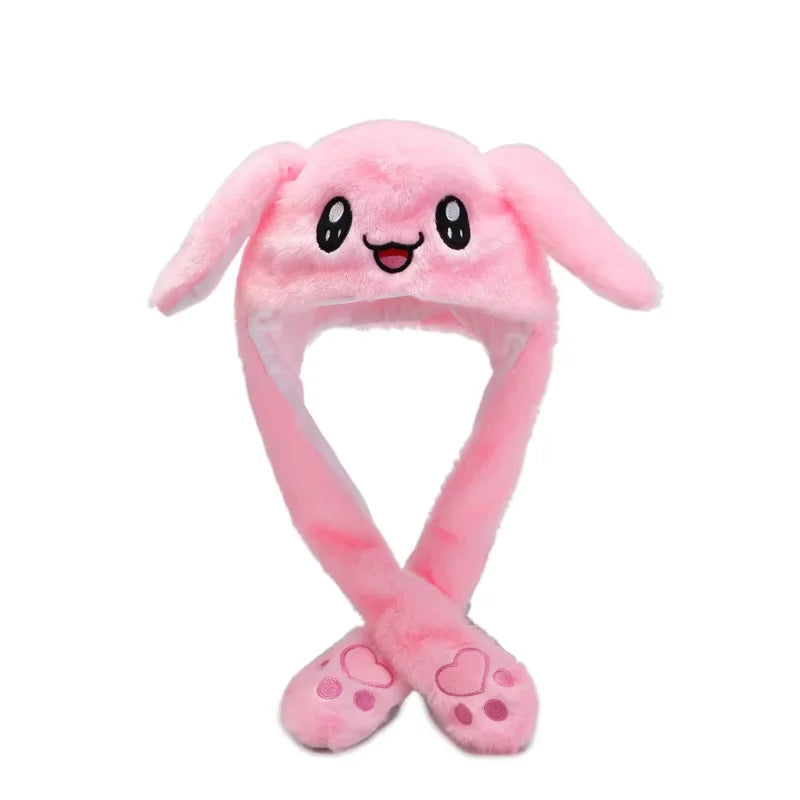 Jumping Bunny Ears Plush Hat – Cute Moving Ear Winter Fun Cap 🎀❄️ Perfect Gift for Kids & Girls