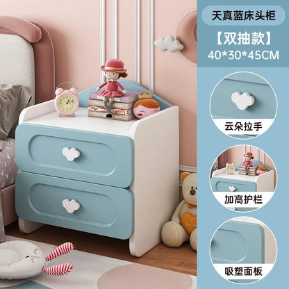 🧸 Cute Kids Bedside Storage Table – Double Drawer Nightstand (Bedroom Organizer)