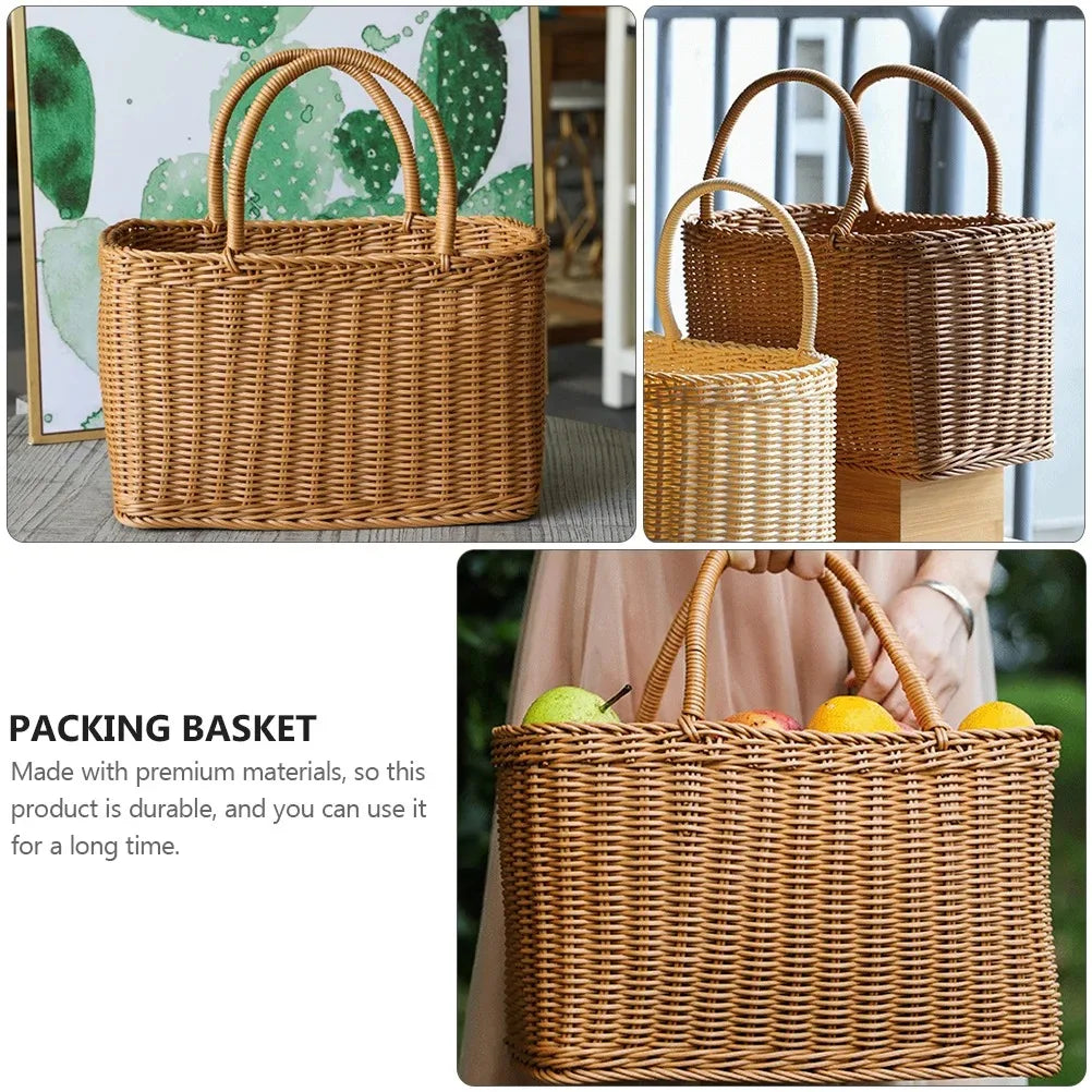 🧺 Handwoven Wicker Picnic & Storage Basket – Eco-Friendly Rattan Tote with Handle for Home, Garden & Beach 🌿✨