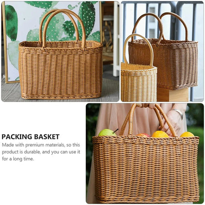 🧺 Handwoven Wicker Picnic & Storage Basket – Eco-Friendly Rattan Tote with Handle for Home, Garden & Beach 🌿✨