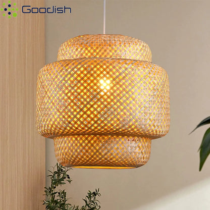 Handwoven Bamboo Pendant Lamp – Natural Rattan Wicker Ceiling Light for Dining, Bedroom & Home Décor 🌿✨