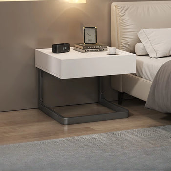 ✨ Minimalist Nordic Nightstand – Modern C-Shaped Bedside Table with Open Storage (45×50×40 cm)