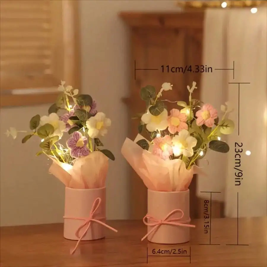 ✨ Glowing Crochet Flower Bouquet – A Warm Light of Love 💖🌷