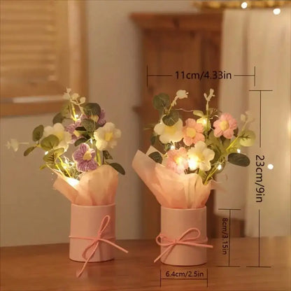 ✨ Glowing Crochet Flower Bouquet – A Warm Light of Love 💖🌷