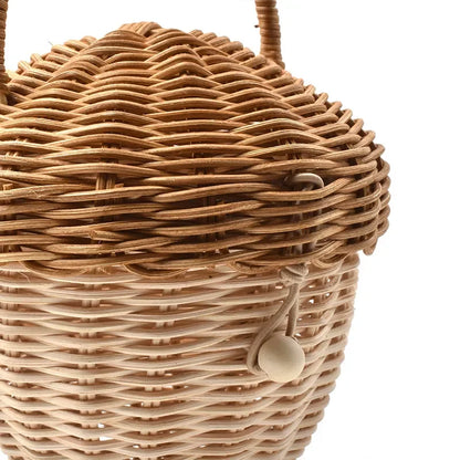 🍄 Handwoven Rattan Mushroom Basket – Adorable Wicker Storage Bag for Kids, Beach & Home Decor 🌿✨