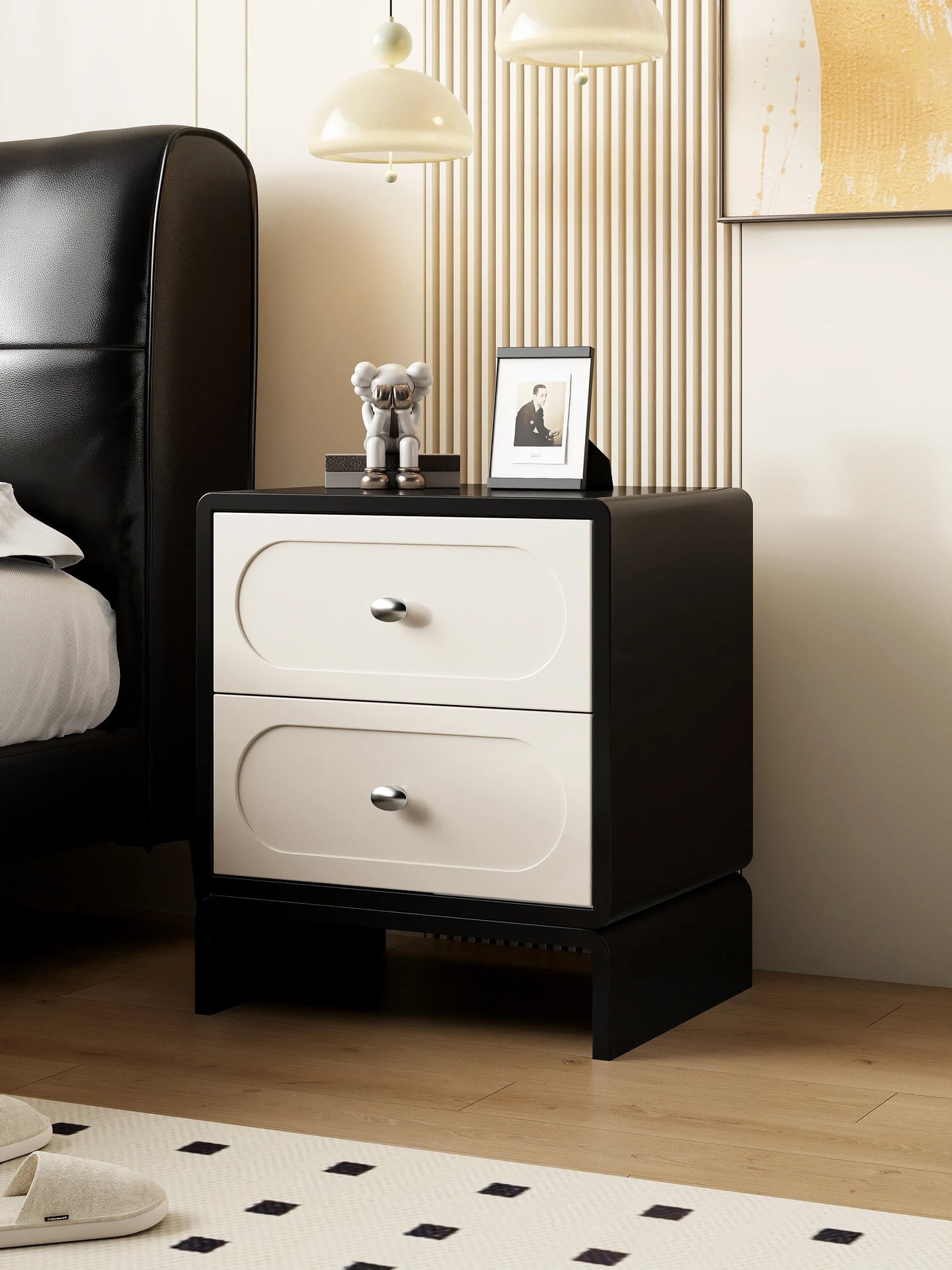🛏️ Modern Luxe Bedside Nightstand – Dual Drawer Storage Table (45×40×60cm)