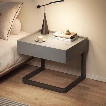 ✨ Minimalist Nordic Nightstand – Modern C-Shaped Bedside Table with Open Storage (45×50×40 cm)