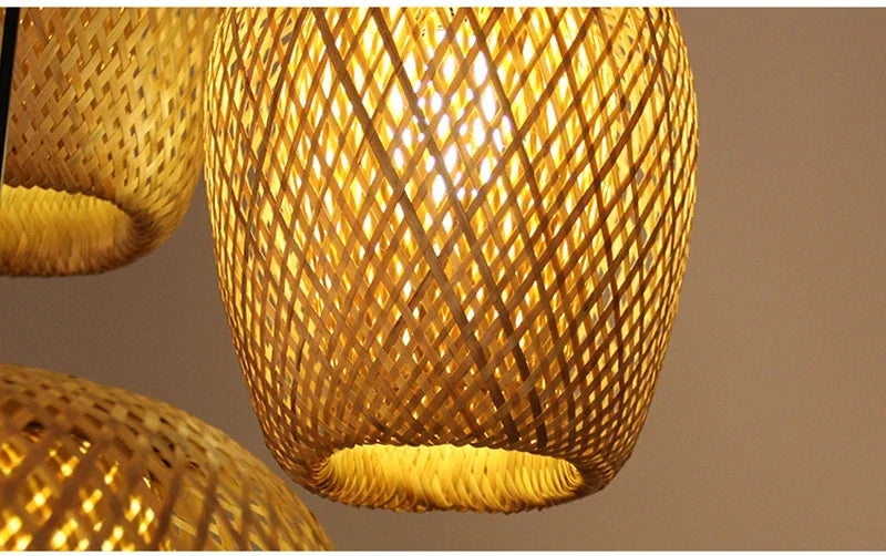 🌾 2025 Handwoven Bamboo Rattan Pendant Lamp – Japanese Style Ceiling Light for Bedroom, Dining & Living Spaces ✨