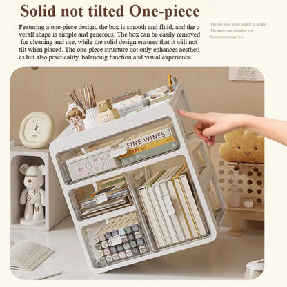 Multi-Layer Desktop Organizer Shelf with Drawers – Stationery & Study Desk Storage Box