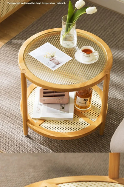 Round Glass & Rattan Coffee Table – Boho Chic Side Table for Living Room or Bedroom 🌿☕
