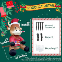 5ft Inflatable Highland Cow Christmas Decoration 🐮✨ | Built-In LED Lights, Adorable Santa Sweater, Perfect Yard & Lawn Display 🎅🎁