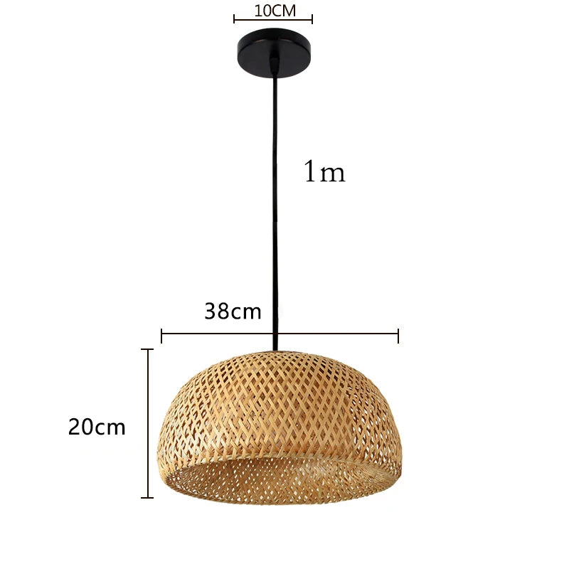 Handwoven Bamboo Pendant Lamp – Natural Rattan Wicker Lantern Light for Bedroom, Dining & Living Spaces 🌾🏮