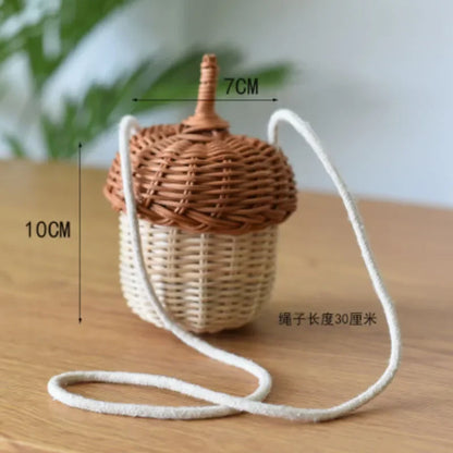 🍄 Handwoven Rattan Mushroom Basket – Adorable Wicker Storage Bag for Kids, Beach & Home Decor 🌿✨