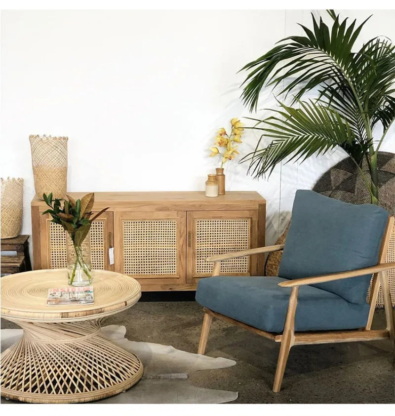 Handwoven Rattan Hourglass Coffee Table – Boho Chic Round Center Table for Living Room & Bedroom ☕🌾