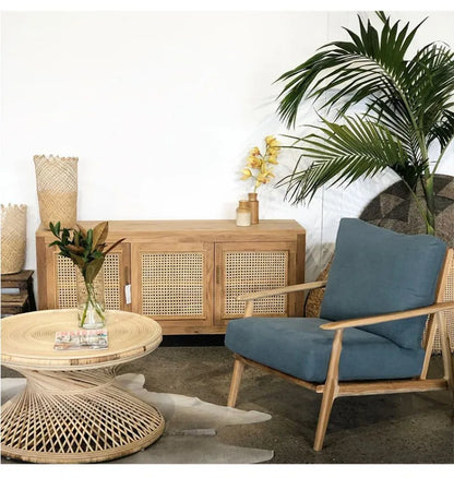 Handwoven Rattan Hourglass Coffee Table – Boho Chic Round Center Table for Living Room & Bedroom ☕🌾