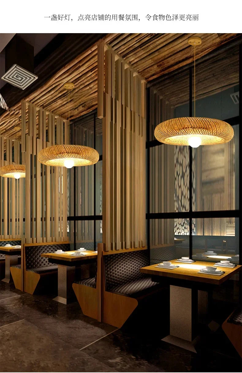 🌾 Handwoven Bamboo Pendant Light – 36cm LED Ceiling Lamp for Dining, Bedroom & Living Room | Natural Southeast Asian Style ✨