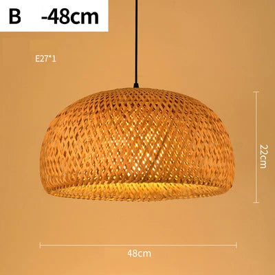 🌾 Handwoven Rattan Wicker Pendant Lamp – Japanese Wooden Ceiling Light for Dining, Bedroom & Farmhouse Décor ✨