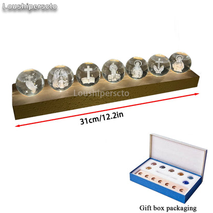 7-Crystal Christian Faith LED Lamp – Illuminated Symbols of Faith & Grace ✝️✨