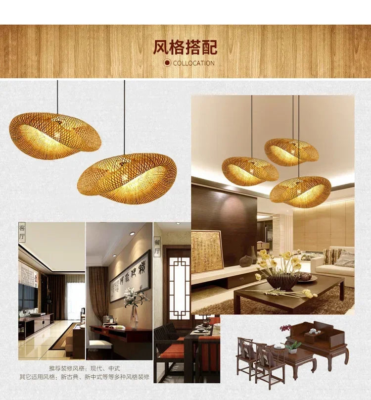 🌾 Handwoven Bamboo Pendant Light – 36cm LED Ceiling Lamp for Dining, Bedroom & Living Room | Natural Southeast Asian Style ✨